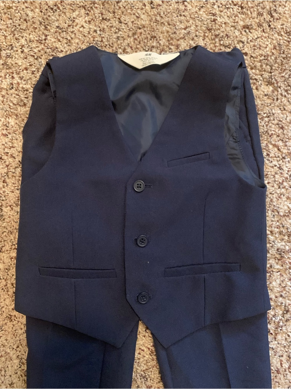 H&M Navy Boys' Three-Piece Suit Jacket & Pants, Vest 4T - Picture 2 of 3